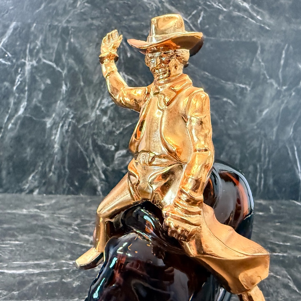 AVON Bucking Bronco and Cowboy Amber Bottle - Picture 2 of 16